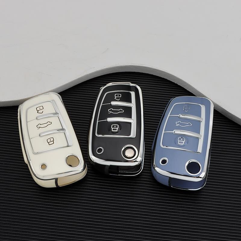 Leder Autoschlüssel Hülle kompatibel mit Audi A1 A2 A3 A6L A8L A7 A4L A5  Q5L Q1 Q3 Q5 Q7 Fernbedienung Cover Schlüsselhülle Schlüsselanhänger