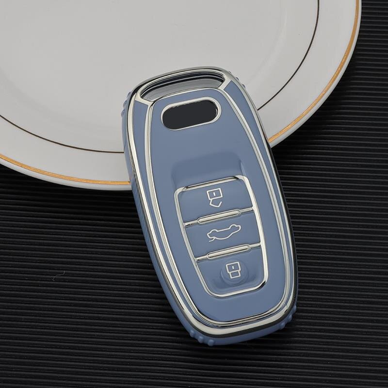 COVER für Audi Autoschlüssel Hülle, Prämie Weiches TPU Schutzhülle Schlüsselhülle für Audi A4 A5 A6 A7 A8 Q5 Q8 R8 S4 S5 S6 S7 RS4 RS5 RS6 RS7 Blau