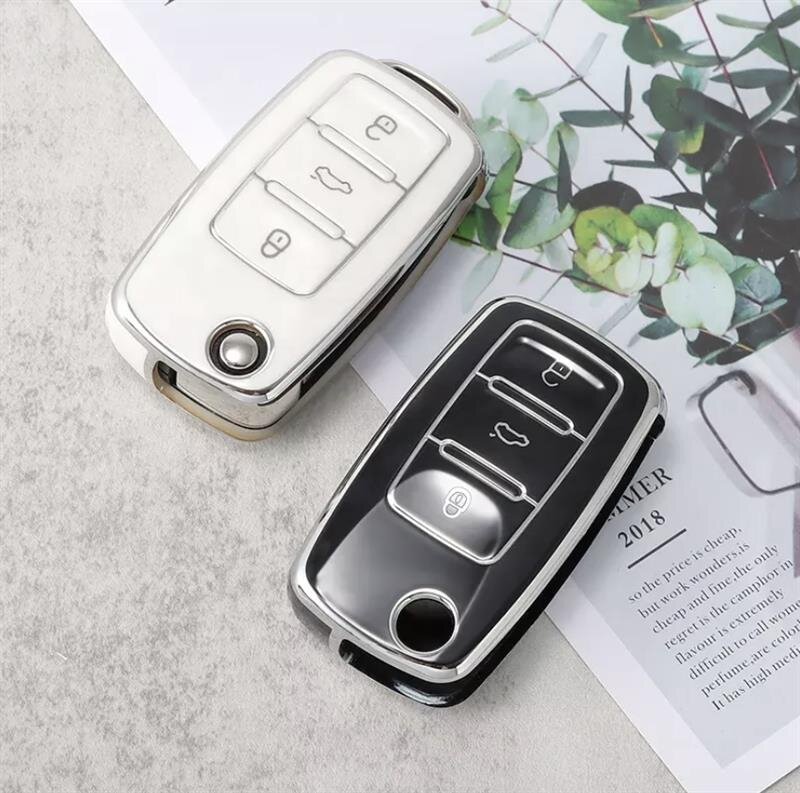 Autoschlüssel Hülle VW, VW Golf Schlüsselbox,Schlüsselhülle Cover für vw  Polo Passat Skoda Seat 3-Tasten