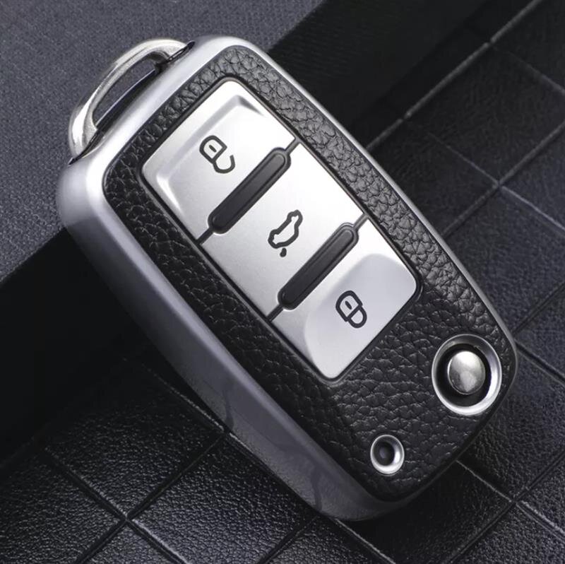 OATSBASF Autoschlüssel Hülle VW, Schlüssel Hülle Kompatibel für VW Golf 7  Schlüsselhülle, Schlüsselbox Cover für VW Polo, Skoda, Tiguan, MK7 3-Tasten  (C-Schwarz) : : Auto & Motorrad