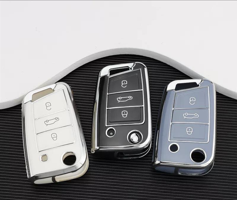 OATSBASF Autoschlüssel Hülle VW, VW Golf 7 Schlüsselhülle, Schlüsselbox  Cover für VW Polo, Skoda, Tiguan, MK7 3-Tasten: : Auto & Motorrad