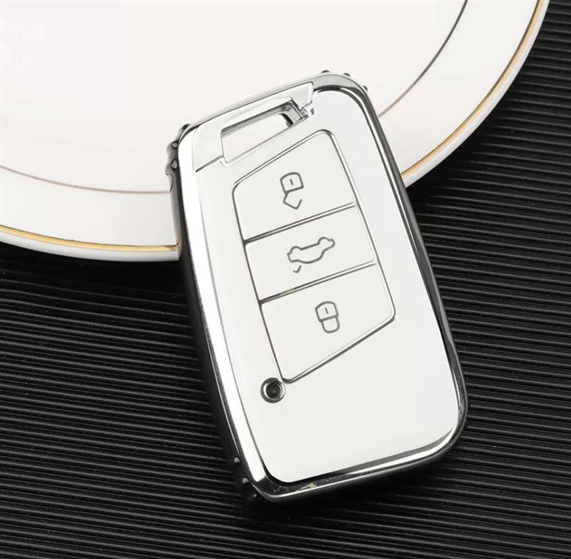 Yosemy 2 Stück Autoschlüssel Hülle Schlüssel Hülle Kompatibel für VW Golf 7  MK7 Polo Seat Skoda TPU Schlüsselhülle Cover 3 Tasten Auto Schlüssel Cover  Blau: : Elektronik & Foto
