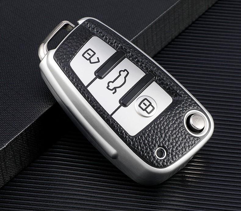 Audi Schlüssel Hülle, Leder Schlüsselhülle für Audi A1 A3 A6 Q2 Q3 Q7 TT TTS R8 S3 S6 RS3 RS6 Grau