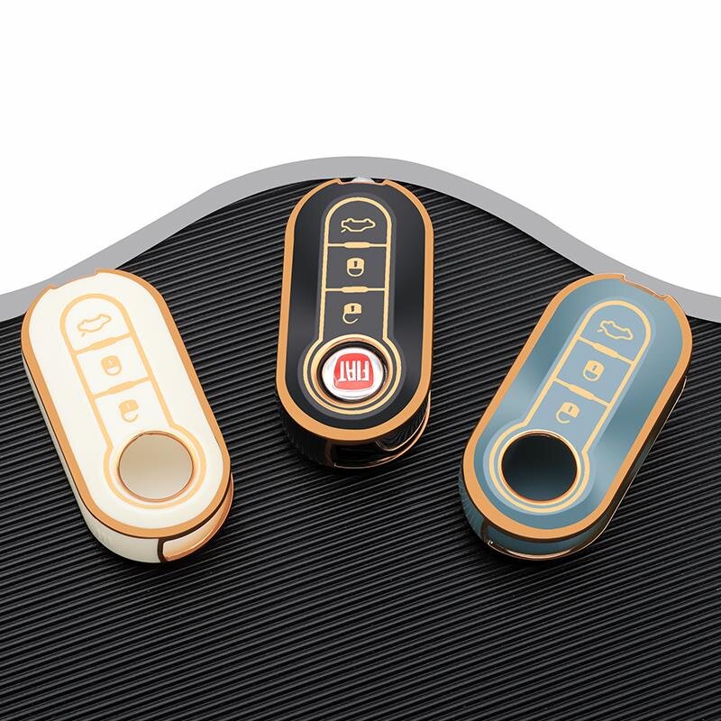HIBEYO Klappschlüssel Autoschlüssel Hülle passt für FIAT Schlüsselhülle  Silikon Schutzhülle für FIAT 500 Panda Grande Punto Bravo Scudo  Schlüsselbox